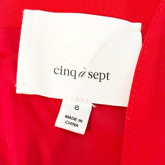 Cinq à Sept Sleeveless Plunging V-Neck Side Slit Slip Midi Dress Red US 8 - Picture 3 of 8